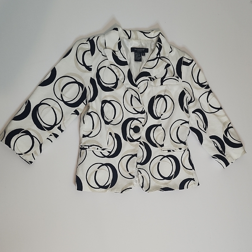 Sandro Monochrome Patterned Blazer - image 1